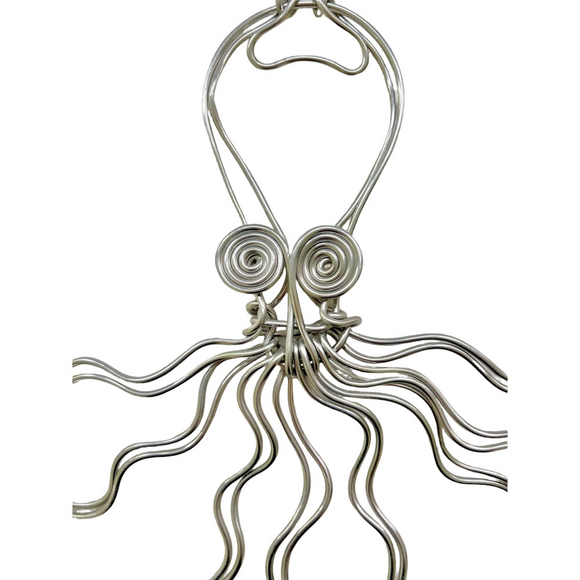 Octopus Aluminum Wire Sculpture Wall Hanging Devin Mack Drawn Metal Studios Art - Picture 4 of 5